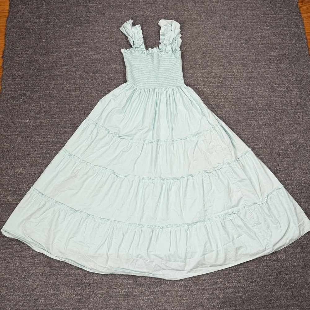Hill House Home The Ellie Nap Dress XS Green Smocked Tiered Flutter Sleeve Midi - Picture 2 of 10